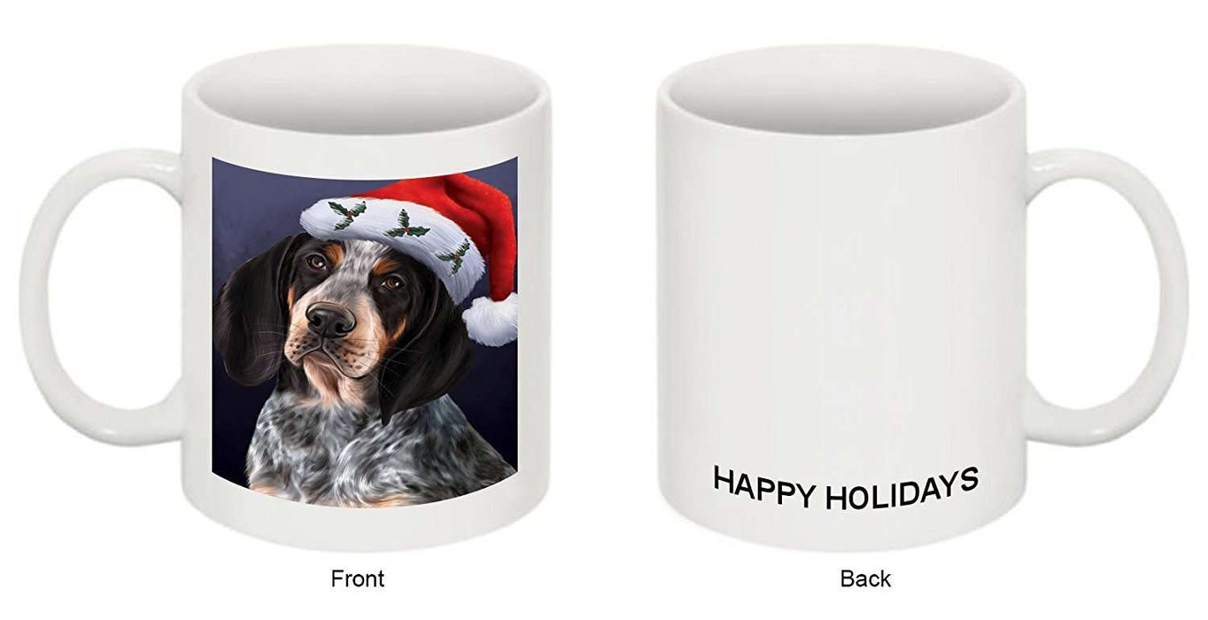 Christmas Bluetick Coonhound Dog Holiday Portrait with Santa Hat Mug