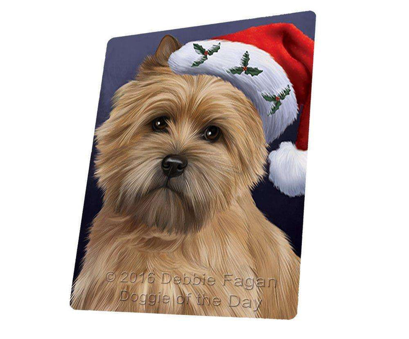 Christmas Cairn Terrier Dog Holiday Portrait with Santa Hat Art Portrait Print Woven Throw Sherpa Plush Fleece Blanket