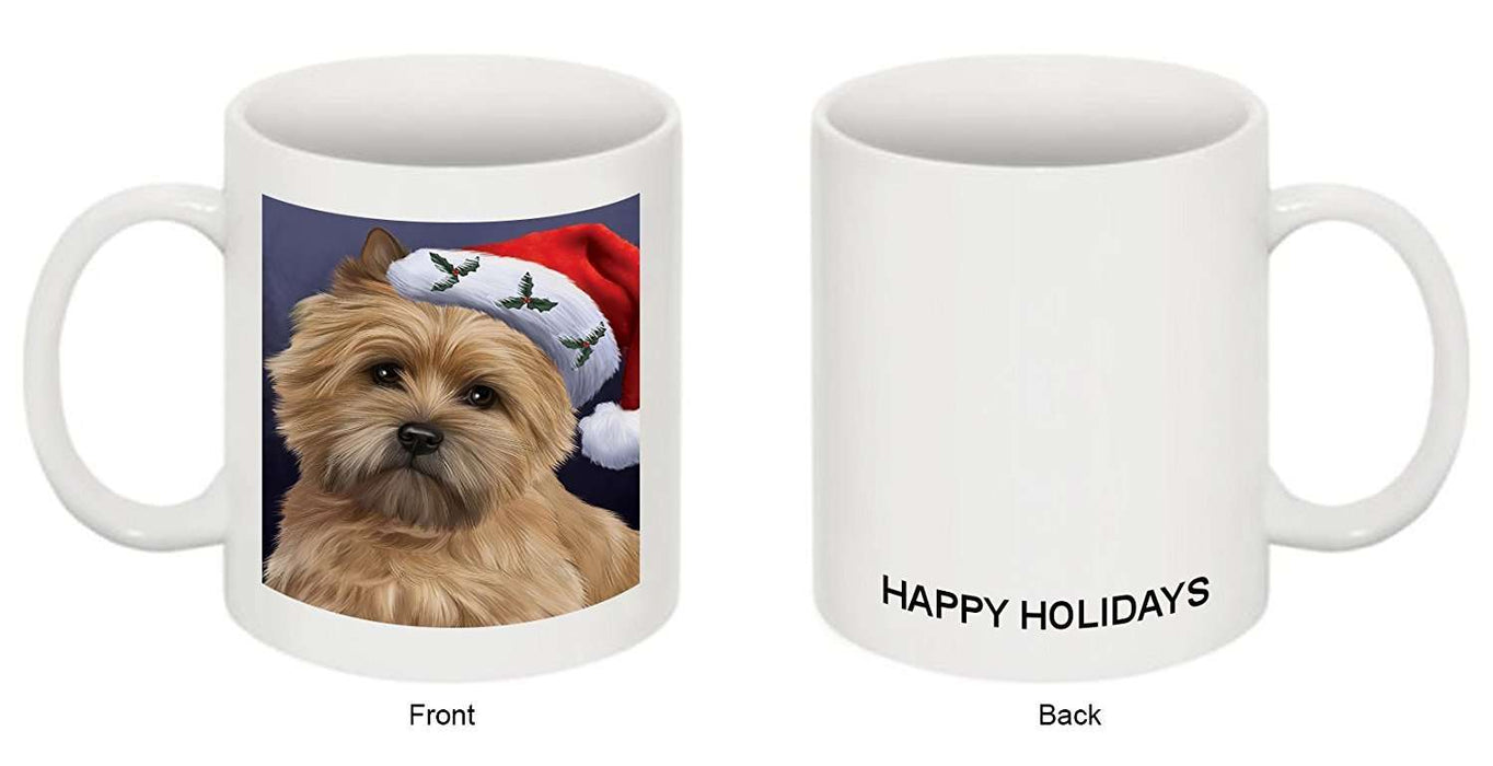 Christmas Cairn Terrier Dog Holiday Portrait with Santa Hat Mug