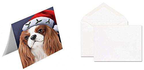 Christmas Cavalier King Charles Spaniel Dog Holiday Portrait with Santa Hat Handmade Artwork Assorted Pets Greeting Cards and Note Cards with Envelopes for All Occasions and Holiday Seasons
