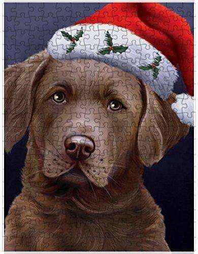 Christmas Chesapeake Bay Retriever Dog Holiday Portrait with Santa Hat Puzzle with Photo Tin D006 (300 pc.)