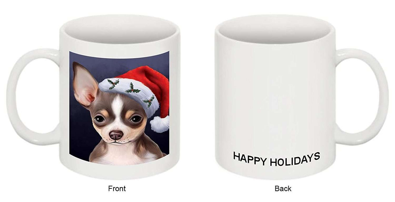 Christmas Chihuahua Dog Holiday Portrait with Santa Hat Mug