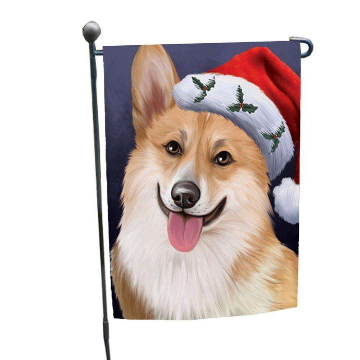 Christmas Corgis Dog Holiday Portrait with Santa Hat Garden Flag