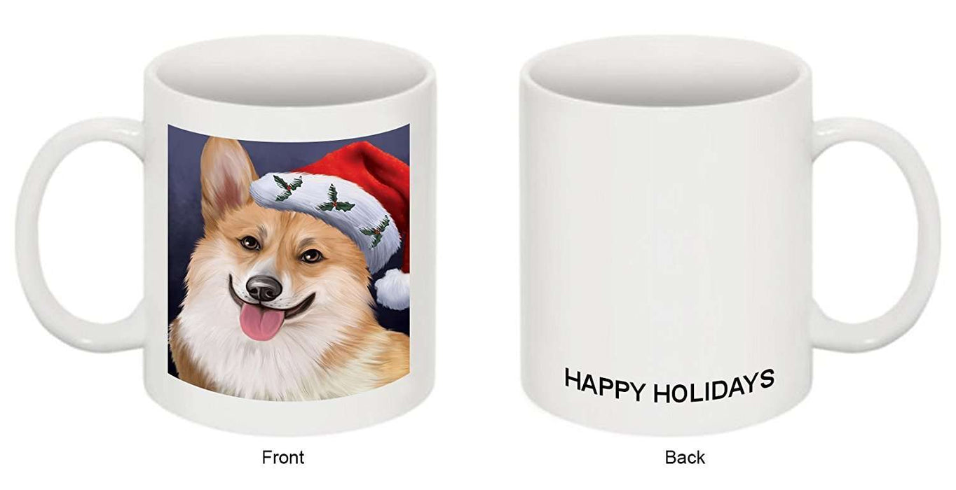 Christmas Corgis Dog Holiday Portrait with Santa Hat Mug