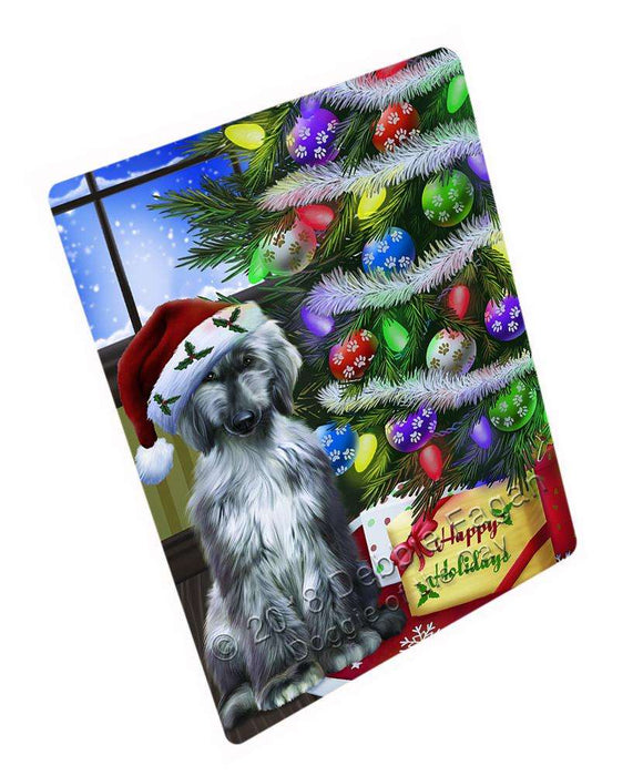 Christmas Happy Holidays Afghan Hound Dog with Tree and Presents Cutting Board C64737