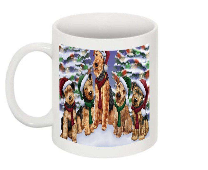 Christmas Happy Holidays Airedale Dogs Family Portrait Mug CMG0123