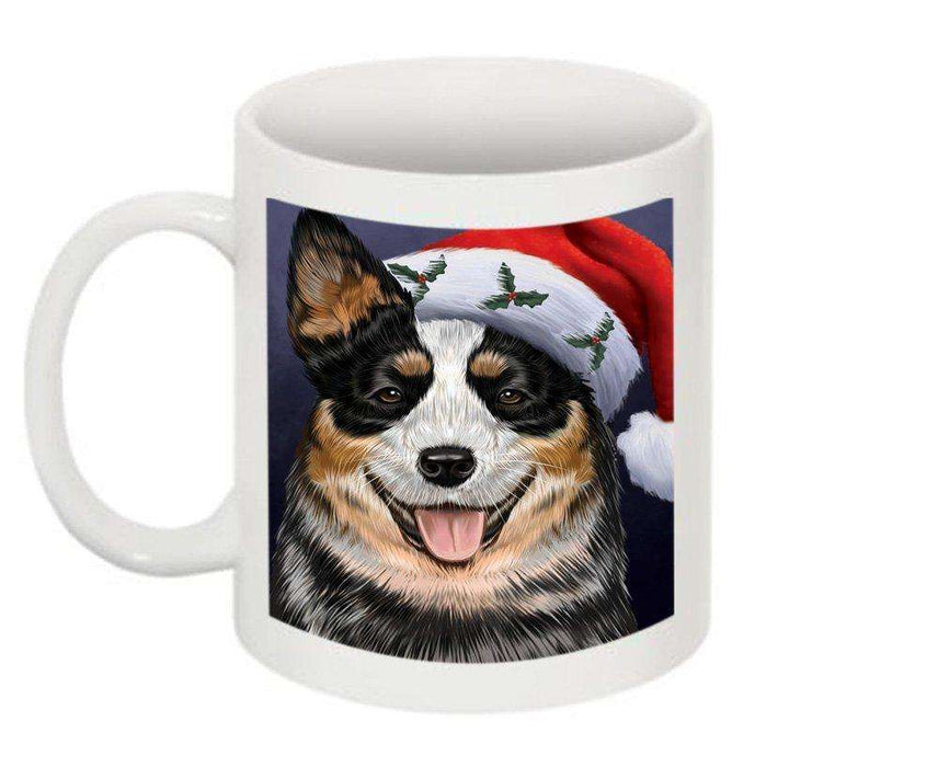Christmas Happy Holidays Australian Cattle Dog Wearing Santa Hat Mug CMG0016