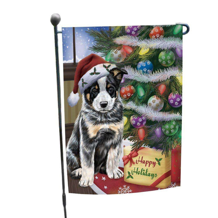 Christmas Happy Holidays Australian Cattle Dog with Tree and Presents Garden Flag
