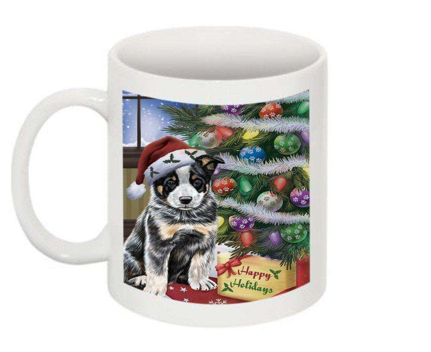 Christmas Happy Holidays Australian Cattle Dog with Tree and Presents Mug CMG0042