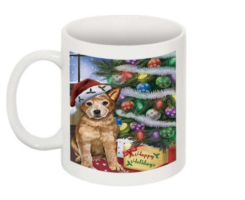 Christmas Happy Holidays Australian Cattle Dog with Tree and Presents Mug CMG0043