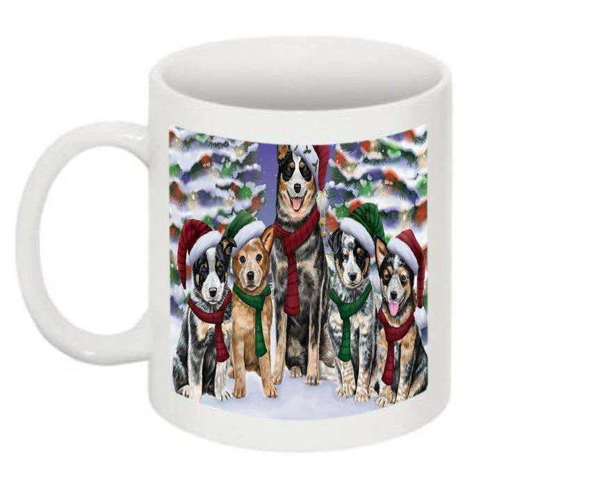 Christmas Happy Holidays Australian Cattle Dogs Family Portrait Mug CMG0124