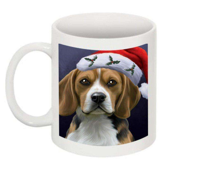 Christmas Happy Holidays Beagle Dog Wearing Santa Hat Mug CMG0018