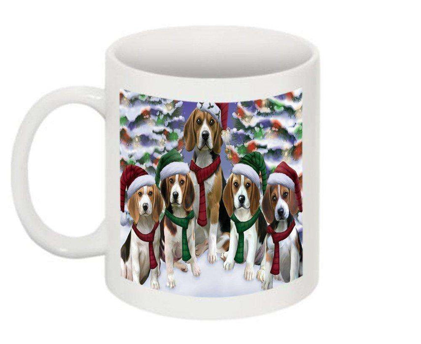 Christmas Happy Holidays Beagle Dogs Family Portrait Mug CMG0126