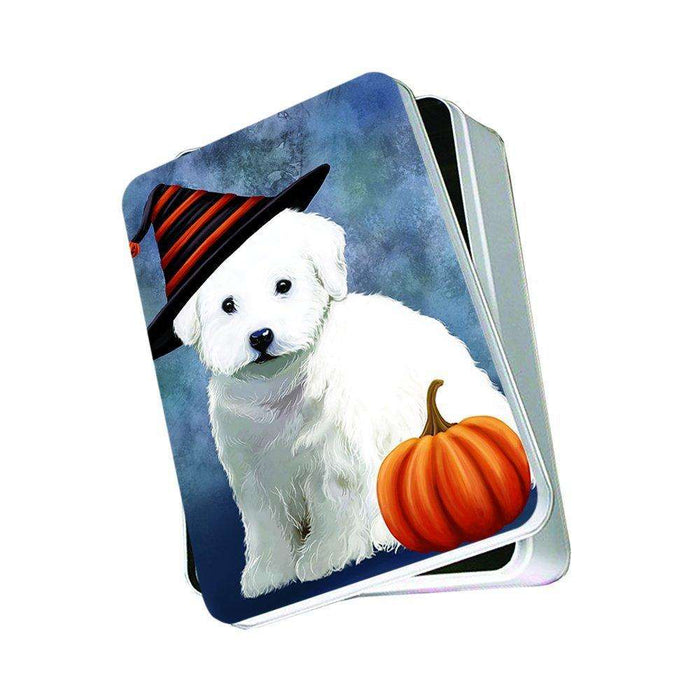 Christmas Happy Holidays Bichon Frise Dog Wearing Witch Hat Photo Storage Tin PTIN0051