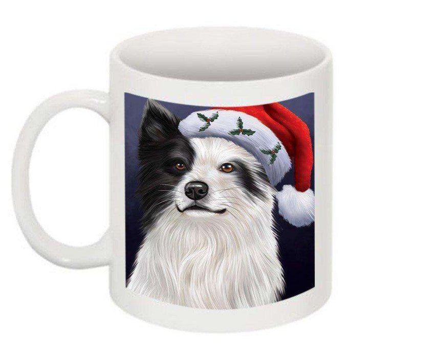 Christmas Happy Holidays Border Collie Dog Wearing Santa Hat Mug CMG0022