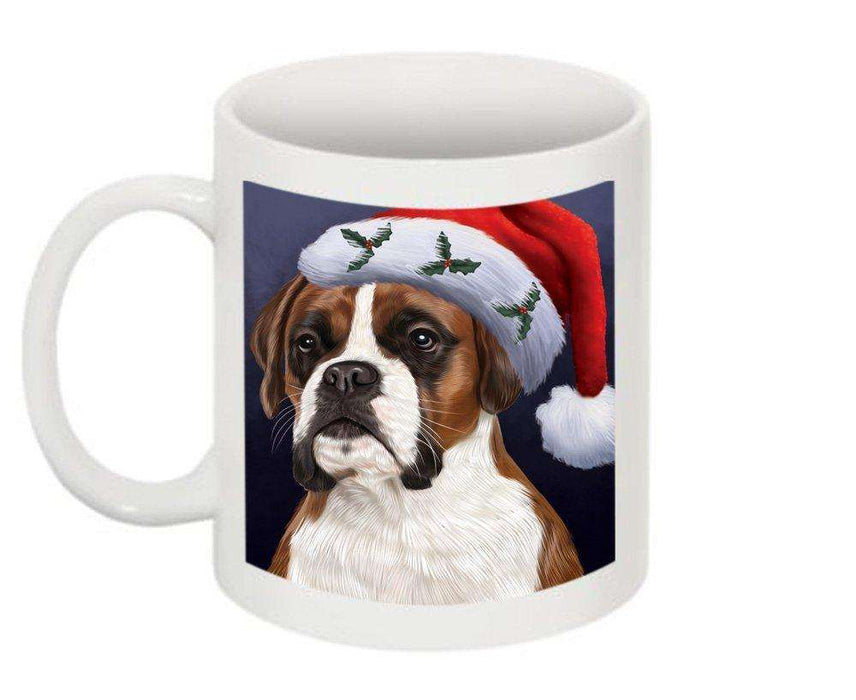 Christmas Happy Holidays Boxer Dog Wearing Santa Hat Mug CMG0024
