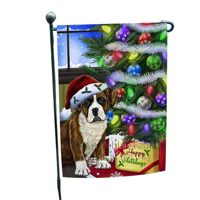 Christmas Happy Holidays Boxer Dog with Tree and Presents Garden Flag GFLG53869