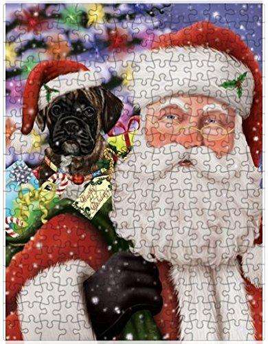 Christmas Happy Holidays Boxers Dog with Tree and Presents Puzzle with Photo Tin