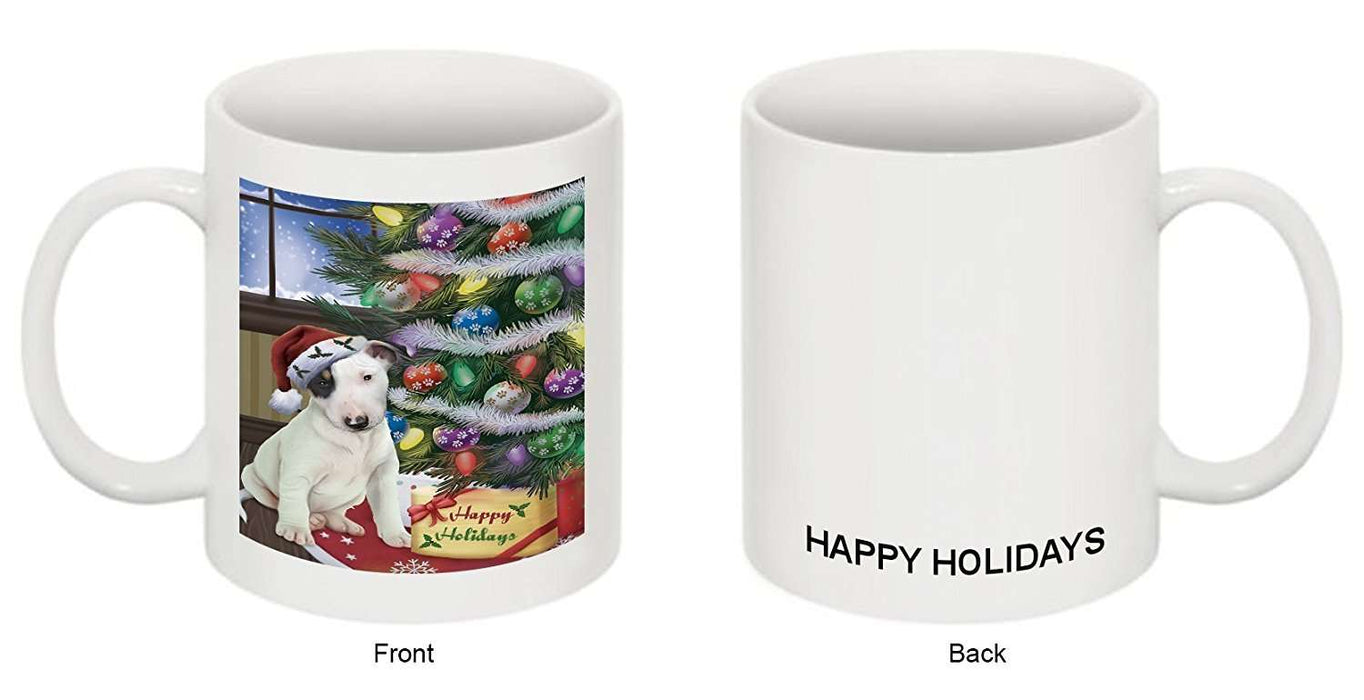 Christmas Happy Holidays Bull Terrier Dog with Tree and Presents Mug