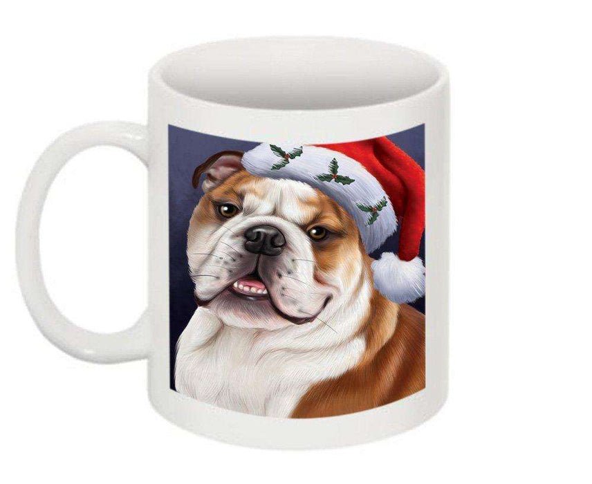 Christmas Happy Holidays Bulldog Wearing Santa Hat Mug CMG0025