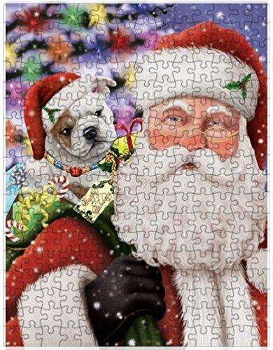 Christmas Happy Holidays Bulldogs Dog with Tree and Presents Puzzle with Photo Tin (300 pc.)
