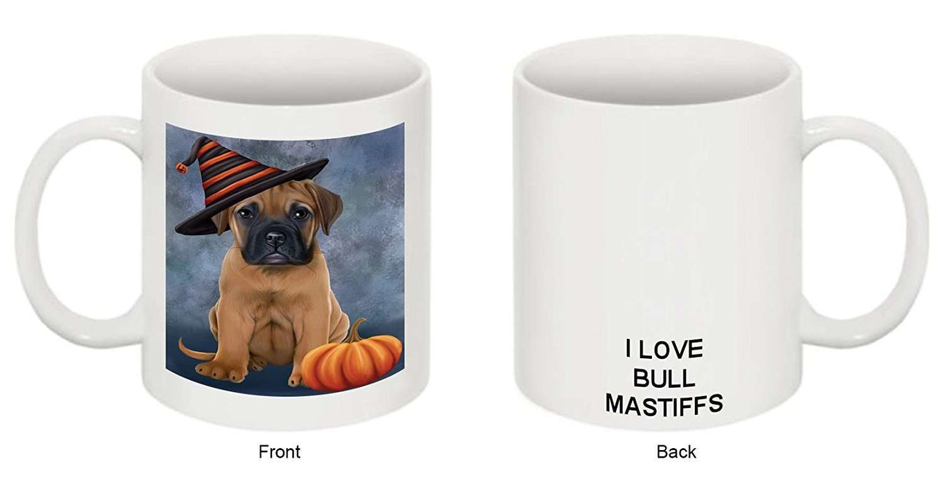 Christmas Happy Holidays Bullmastiff Puppy Wearing Witch Hat Mug CMG0631