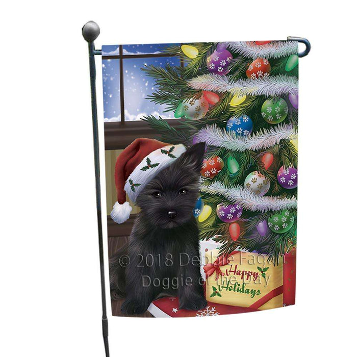 Christmas Happy Holidays Cairn Terrier Dog with Tree and Presents Garden Flag GFLG53875