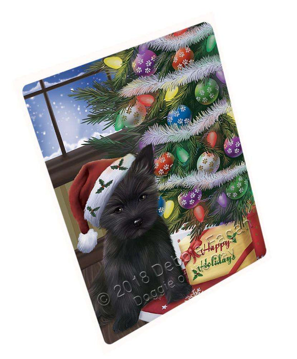 Christmas Happy Holidays Cairn Terrier Dog with Tree and Presents Large Refrigerator / Dishwasher Magnet RMAG83760