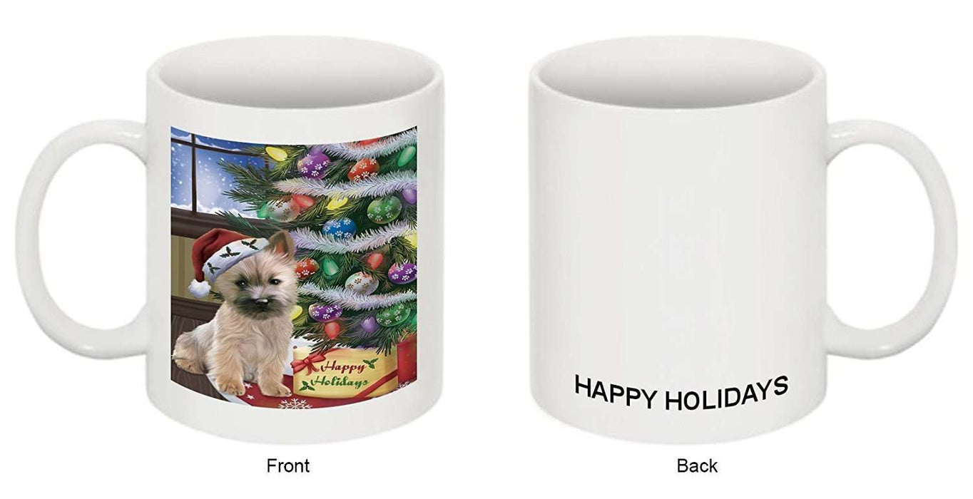 Christmas Happy Holidays Cairn Terrier Dog with Tree and Presents Mug