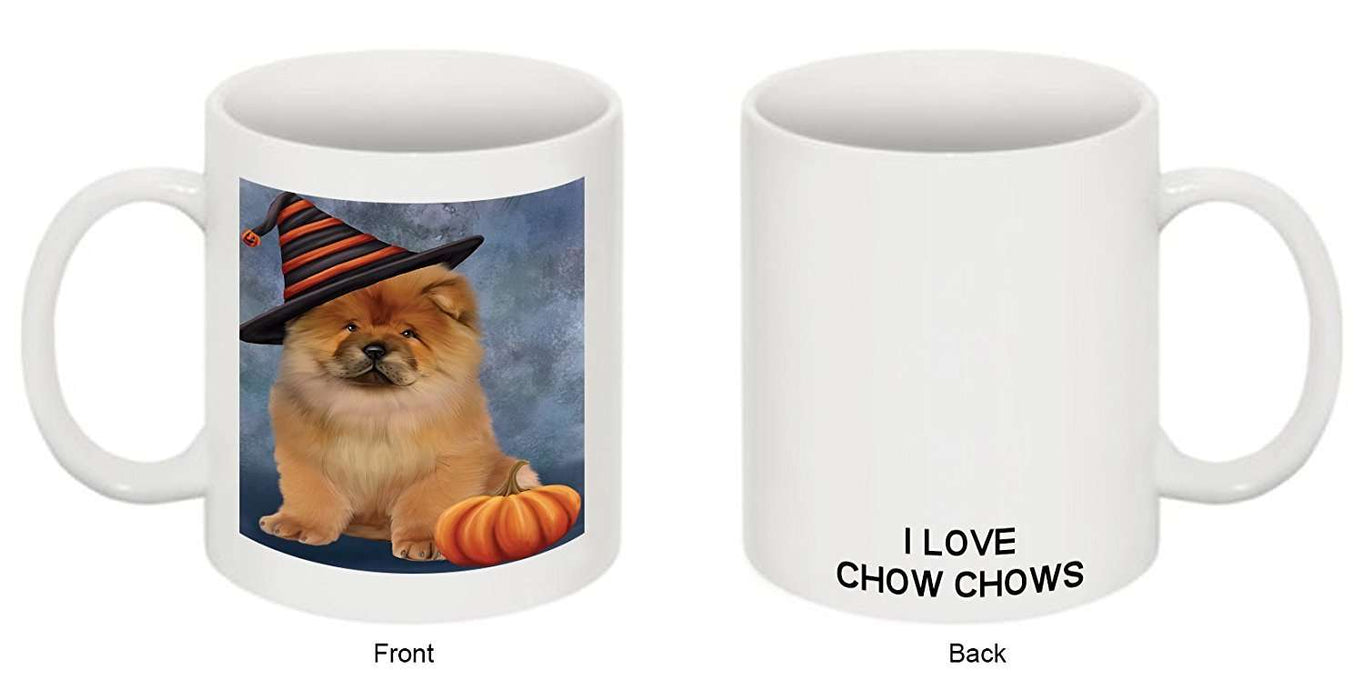 Christmas Happy Holidays Chow Chow Puppy Wearing Witch Hat Mug CMG0639