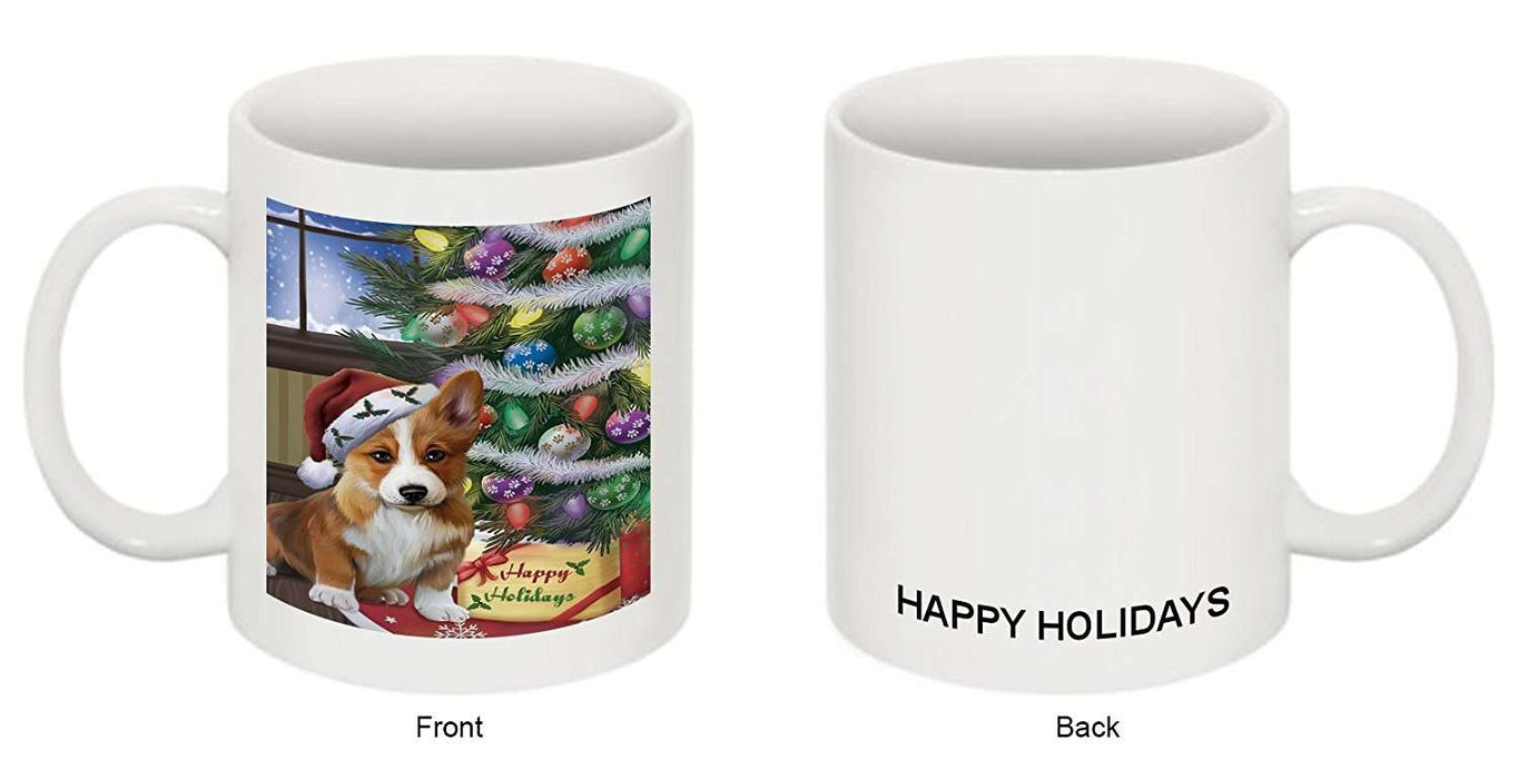 Christmas Happy Holidays Corgis Dog with Tree and Presents Mug