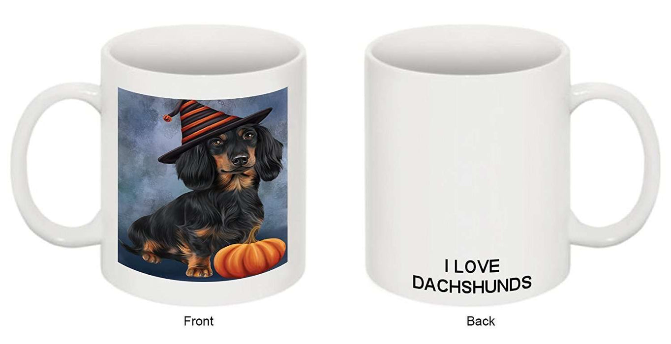 Christmas Happy Holidays Dachshund Adult Dog Wearing Witch Hat Mug CMG0642