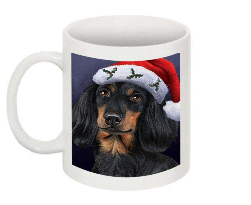 Christmas Happy Holidays Dachshund Dog Wearing Santa Hat Mug CMG0026