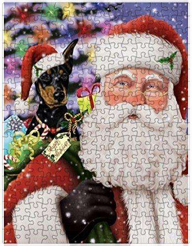 Christmas Happy Holidays Doberman Pinschers Dog with Tree and Presents Puzzle with Photo Tin (300 pc.)