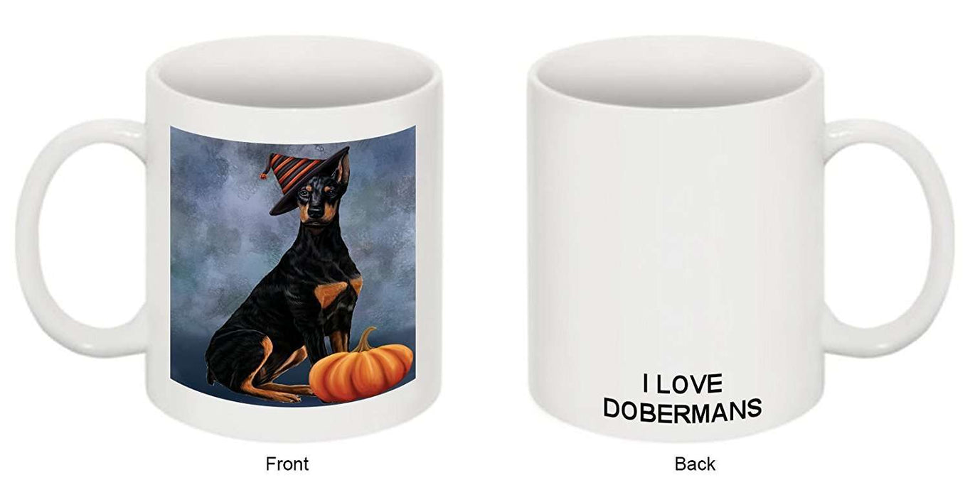 Christmas Happy Holidays Dobermann Adult Dog Wearing Witch Hat Mug CMG0644