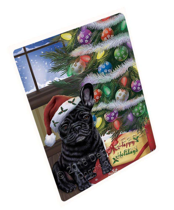 Christmas Happy Holidays French Bulldog with Tree and Presents Blanket BLNKT101811