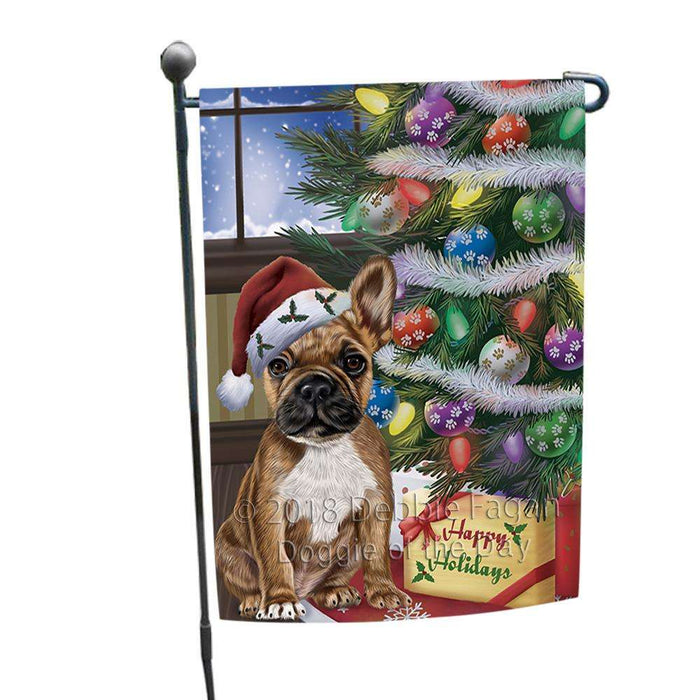 Christmas Happy Holidays French Bulldog with Tree and Presents Garden Flag GFLG53891