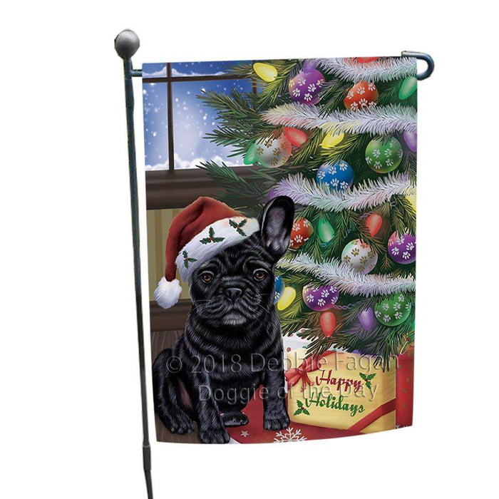 Christmas Happy Holidays French Bulldog with Tree and Presents Garden Flag GFLG53892
