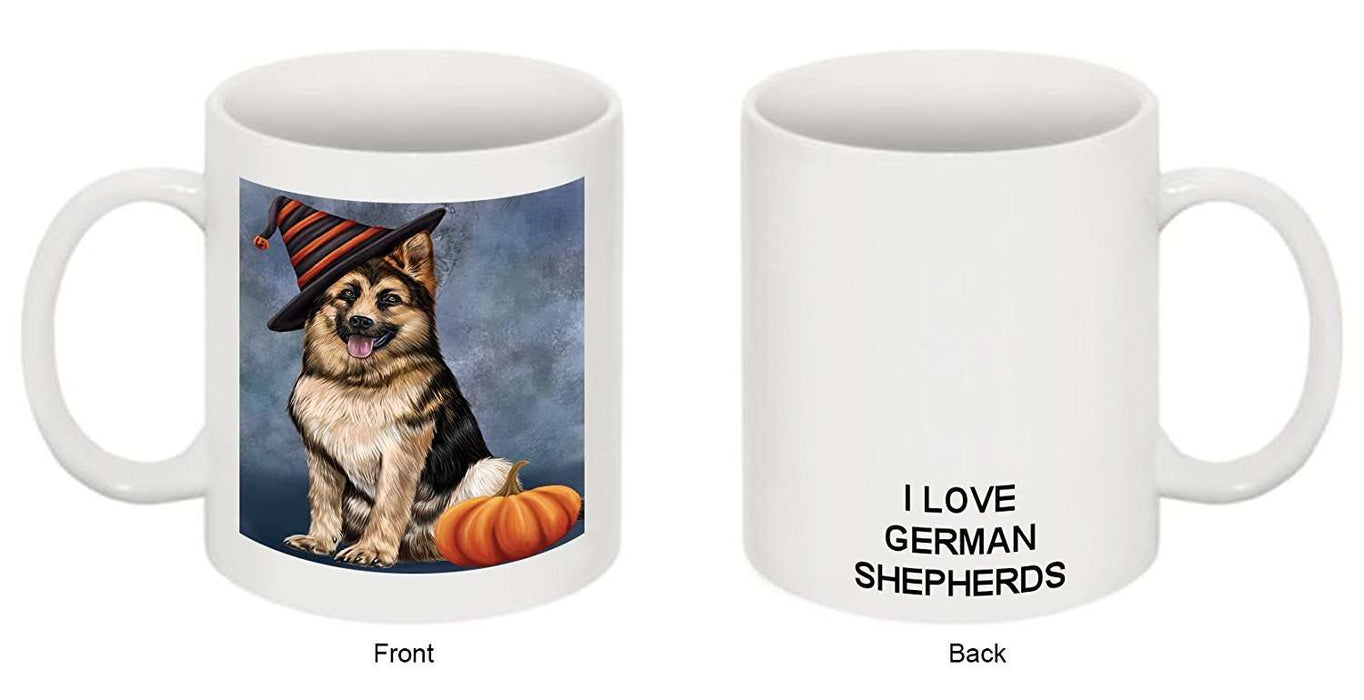 Christmas Happy Holidays German Shepherd Adult Dog Wearing Witch Hat Mug CMG0648