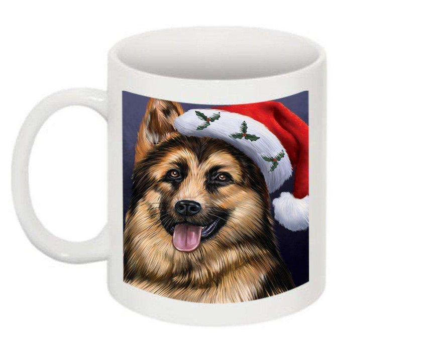 Christmas Happy Holidays German Shepherd Dog Wearing Santa Hat Mug CMG0029