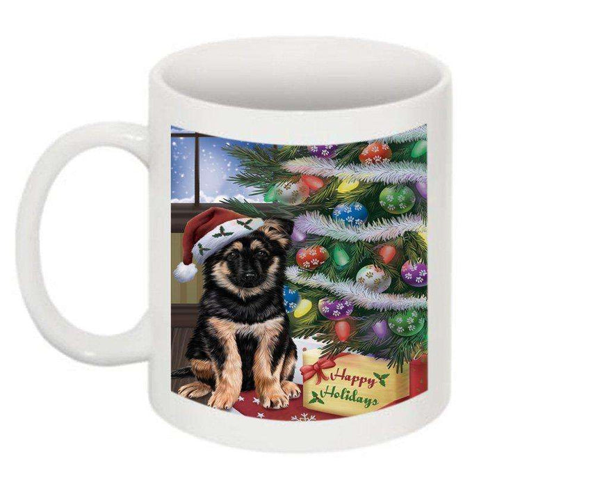 Christmas Happy Holidays German Shepherd Dog with Tree and Presents Mug CMG0059