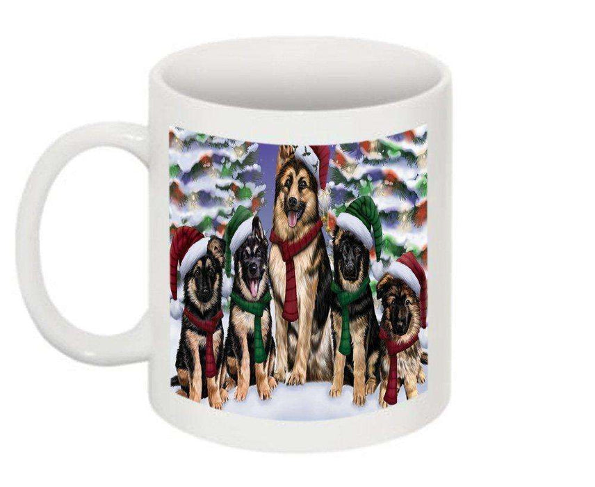 Christmas Happy Holidays German Shepherd Dogs Family Portrait Mug CMG0137