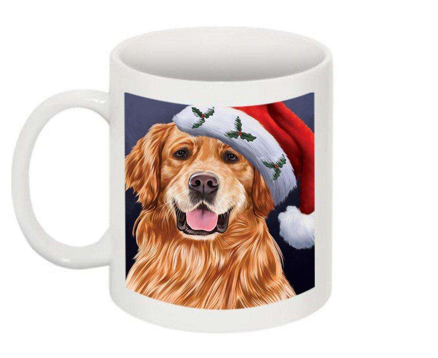Christmas Happy Holidays Golden Retriever Dog Wearing Santa Hat Mug CMG0030