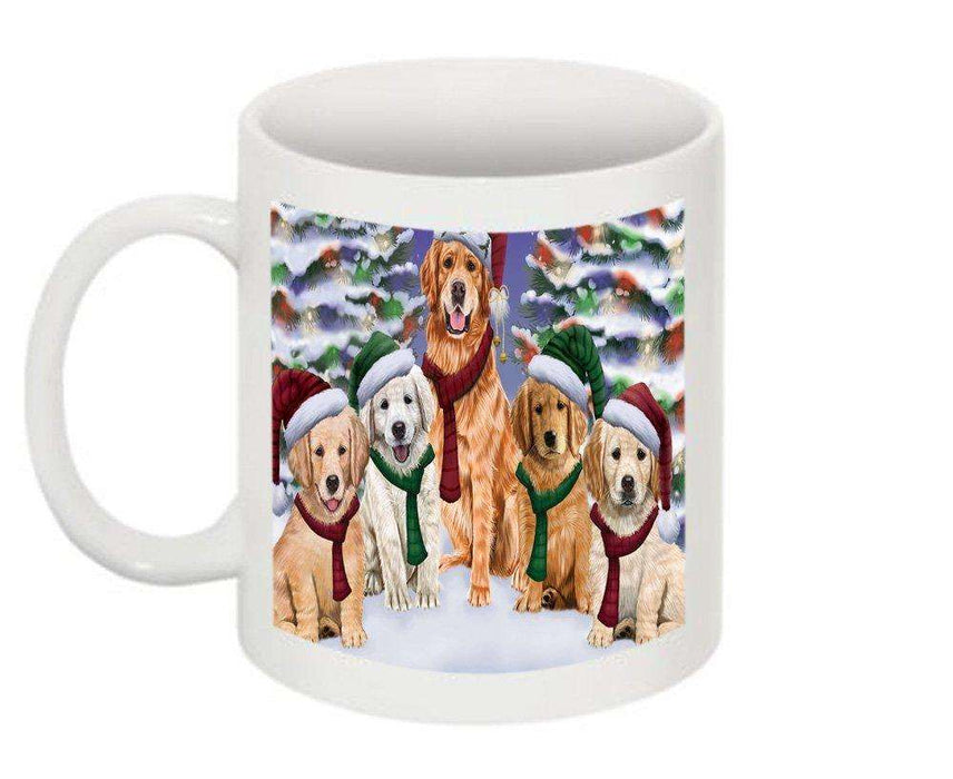 Christmas Happy Holidays Golden Retriever Dogs Family Portrait Mug CMG0138