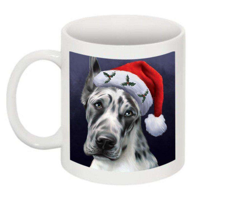 Christmas Happy Holidays Great Dane Dog Wearing Santa Hat Mug CMG0031