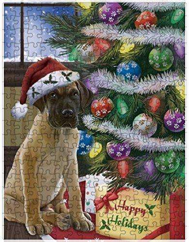 Christmas Happy Holidays Great Dane Dog with Tree and Presents Puzzle with Photo Tin (300 pc.)