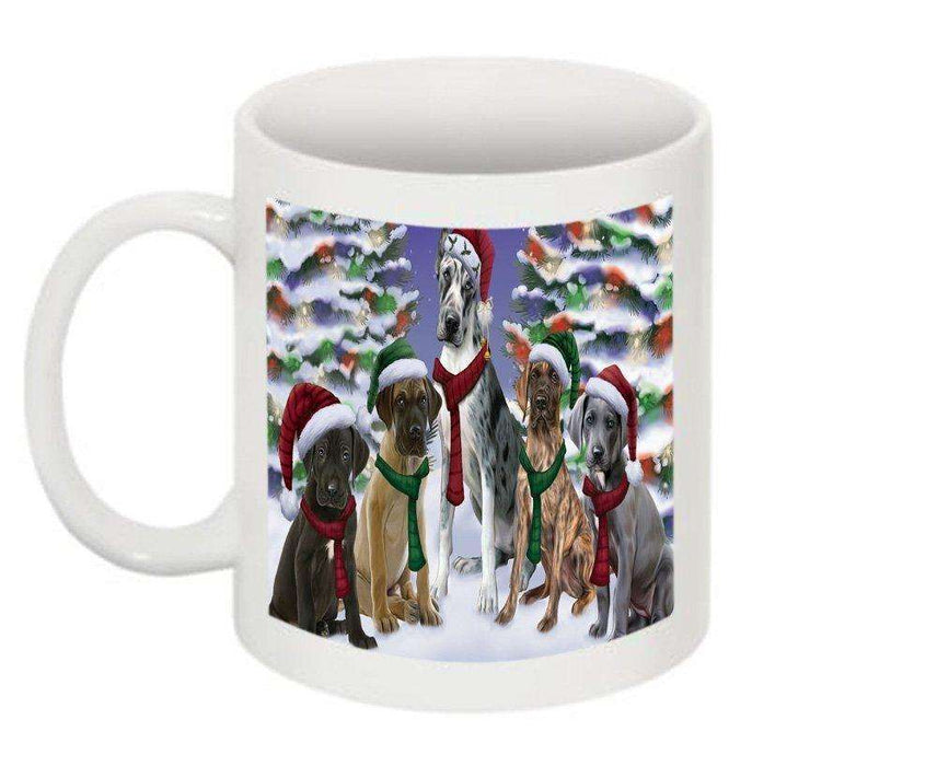 Christmas Happy Holidays Great Dane Dogs Family Portrait Mug CMG0139