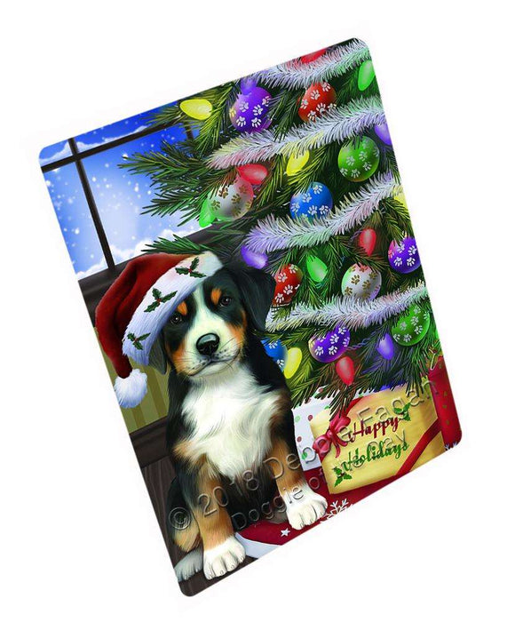 Christmas Happy Holidays Greater Swiss Mountain Dog with Tree and Presents Blanket BLNKT98481