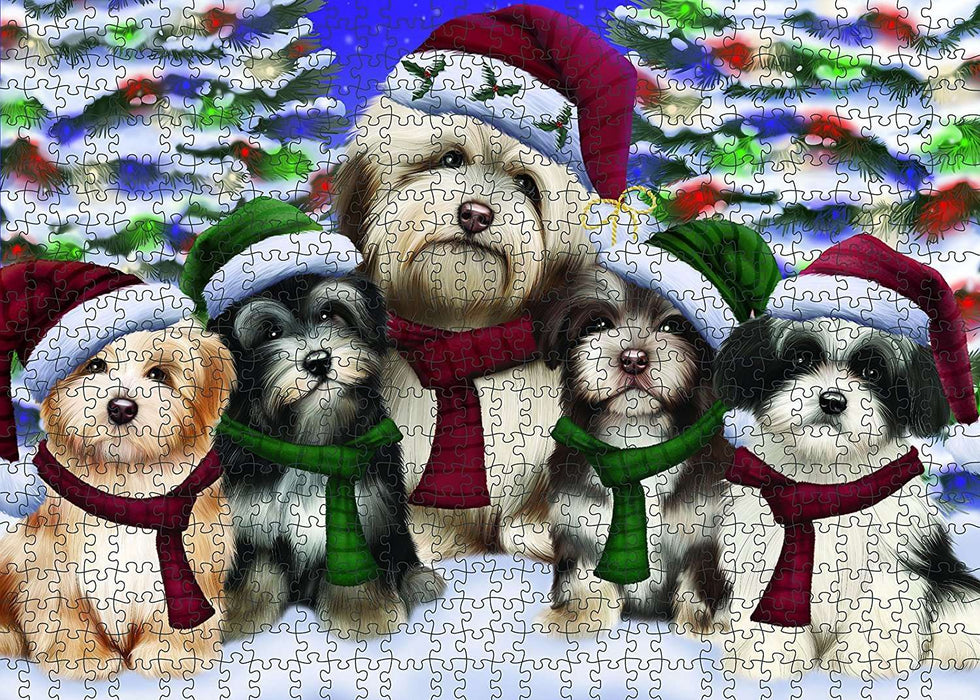 Christmas Happy Holidays Havanese Dog Family Portrait Puzzle with Photo Tin PUZL015