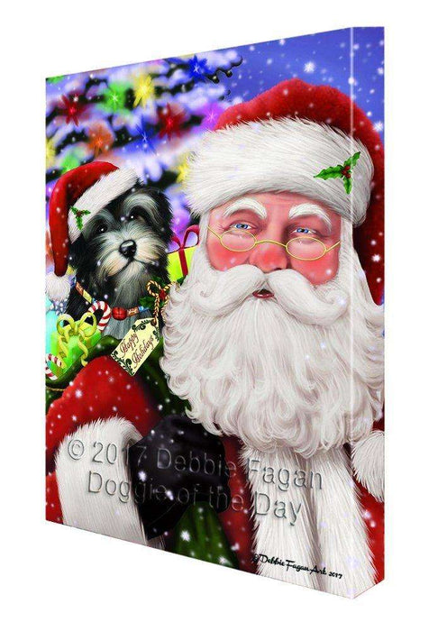 Christmas Happy Holidays Havanese Dog with Santa and Presents Print on Canvas Wall Art CVS1152